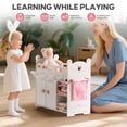 thumbnail image 4 of Robud Doll Crib & Changing Table, All-in-One Wooden with Storage, Bedding & Hooks, Fits 18-21" Baby Dolls, Pretend Play Gift for Girls Ages 3+, 4 of 12