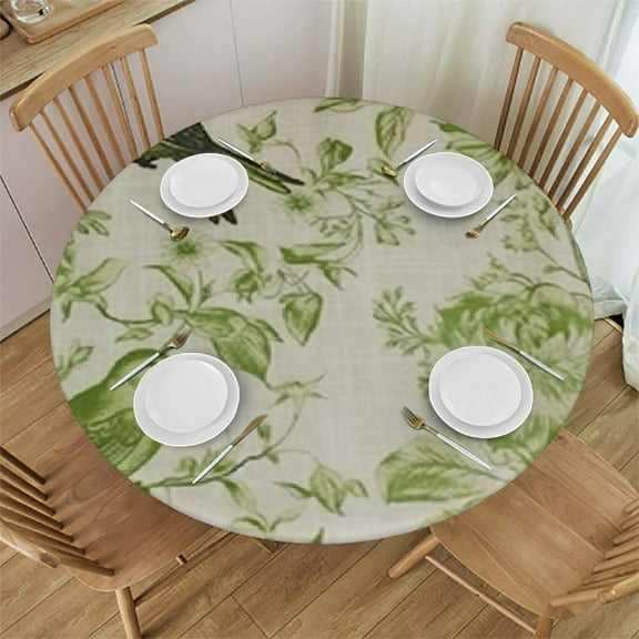 HAOXIT Tablecloth  Rectangle Tablecloth,Linen Blend Floral Table Cloth for Birthday Party,Farm House Table Cover  Tables(Sage Line Flower) 31-35