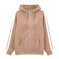 thumbnail image 6 of Gsakboxl Sweatshirt for Women Autumn Winter Color Block Drop Shoulder High Collar Hooded Cardigan, Loose Trendy Casual Open Front Sweatshirt, 6 of 6