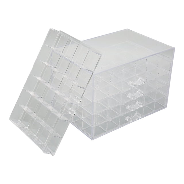 Contenedor transparente para joyas, 120 rejillas de almacenamiento transparentes, caja de almacenamiento para joyas, caja de almacenamiento para joyas con capas, máxima comodidad