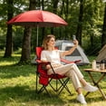 thumbnail image 2 of Folding Camping Chair with Detachable 8-Rib Sun Umbrella, 42.13 Inch Canopy Aluminum Alloy Portable Lawn Chair Supports 330LBS with Cup Holder, 2 of 10