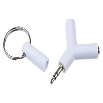 3.5mm Stereo Audio Splitter Adapter for Headphones Earphones White Plastics and Metal 2-Way