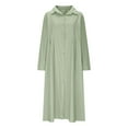 thumbnail image 6 of Homenesgenics Spring Dresses for Women 2026 Plus Size Trendy Fashion Women's Casual Solid Color Long Sleeve Turndown Collar Dress Green L, 6 of 9