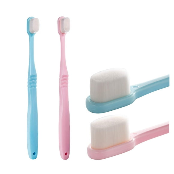 DI QIU REN Extra Soft Toothbrush for Sensitive Gums, Manual Toothbrush with 8 Tubes of 10000 Soft Floss Bristle for Gum Care, Protect Fragile Gums Good Cleaning Effect (Blue & Pink)