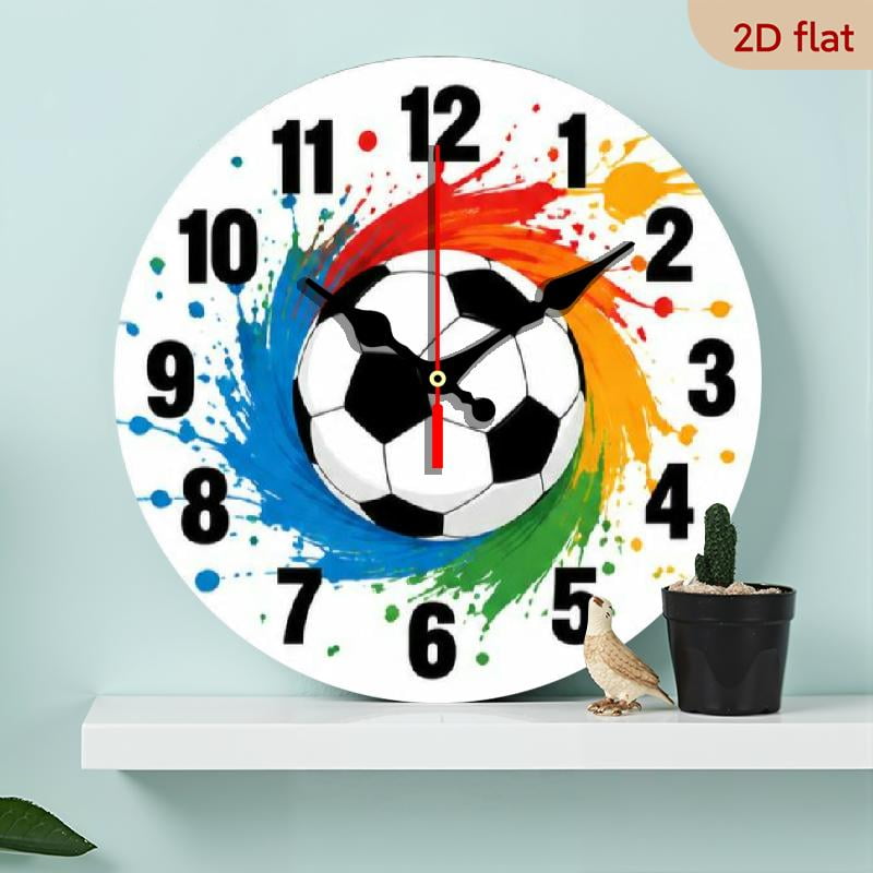 10 Inch Football-Themed Silent Wall Clock with Vivid Roman Numerals, Perfect for Sports and Teen Decor - Ideal Choice for Soccer Fans
