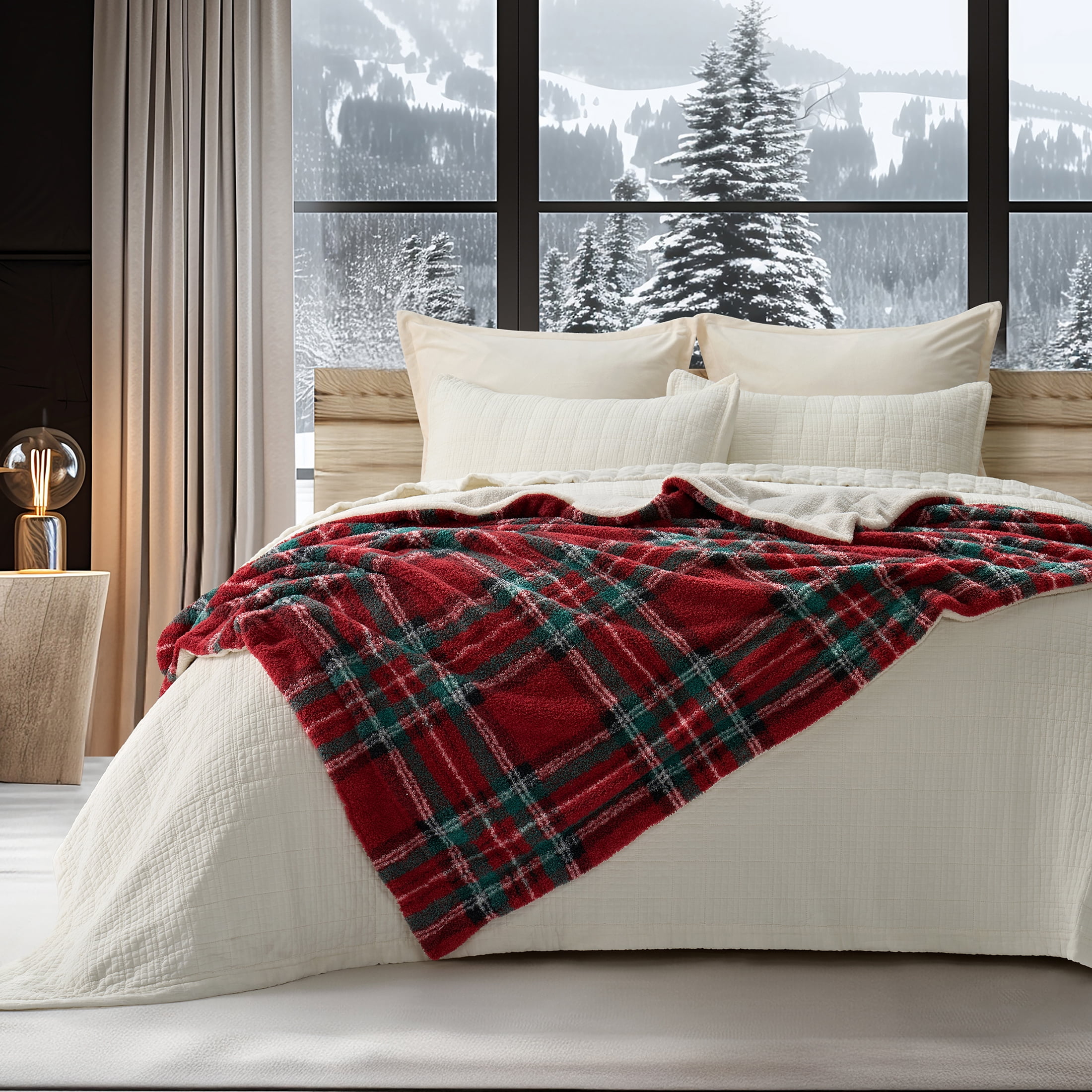 Evergrace Cozy Christmas Throw Red Check 50"x72"