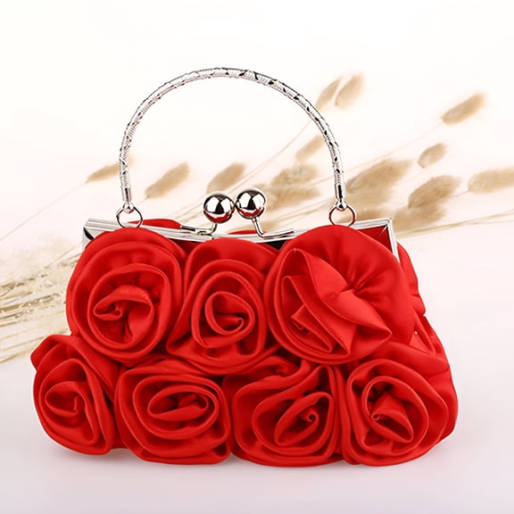 GASTROPOD Women's Party Clutch Vintage Rose Purse Evening Handbag Faux Silk Handbag Bridal Clutch Bag for Wedding Evening Party