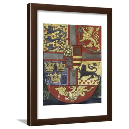 Coat of Arms of King Christian Iii, Detail from Family Tree of House of Denmark, Nyborg Castle Framed Print Wall