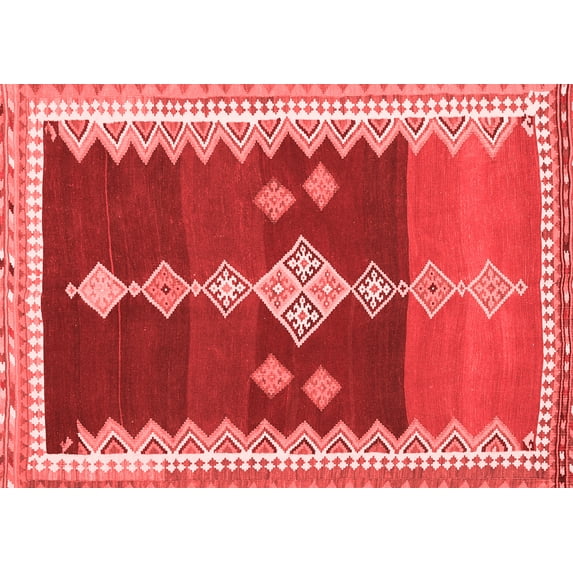 Ahgly Company Indoor Rectangle Abstract Red Contemporary Area Rugs, 7' x 9'