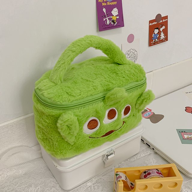 Bonita bolsa de cosméticos de dibujos animados, organizador de artículos de tocador para brochas de maquillaje para niñas (verde) Likrtyny Para Estrenar