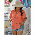 thumbnail image 6 of SOMER Plus Size Button Down Shirts for Women Blouses Short Sleeve V Neck Heart Print Shirts Casual Summer Vacation Tops Loose Fit Orange 4XL, 6 of 6