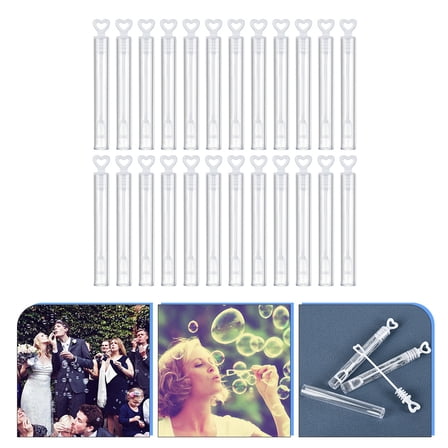 ULTNICE 24Pcs Heart Bubble Wand Plastic DIY Making for Goody Bag