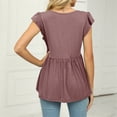 thumbnail image 4 of AherBiu Tops for Women Trendy Ribbed Knitted Cap Sleeves V Neck Solid Color Ruched Casual Stretchy Comfy Flowy Tunics, 4 of 7