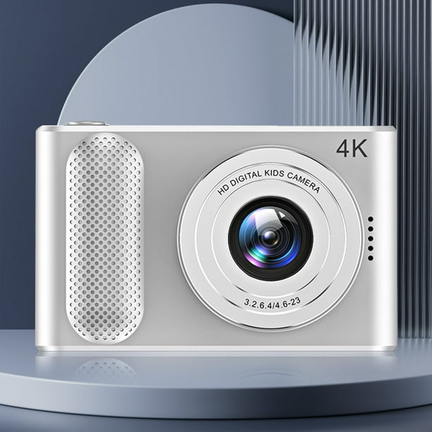 Cámara digital infantil de alta definición, 4400w disparo frontal y trasero, Video grabación de 2.4 pulgadas, Fotografía, Juego, Todo en uno, Plata