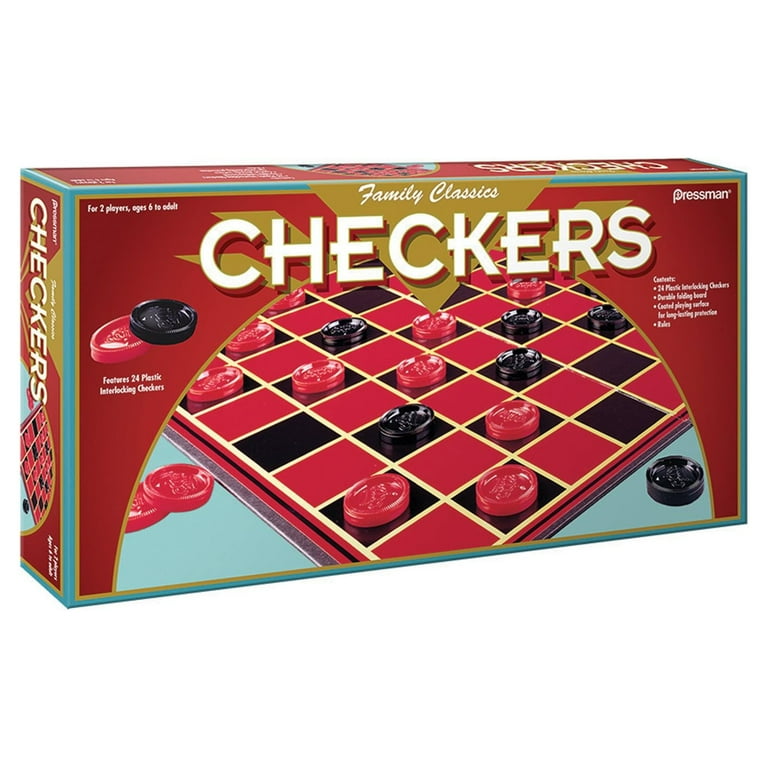 Continuum Games Classic Checkers Set, Heavy-Duty Board with
