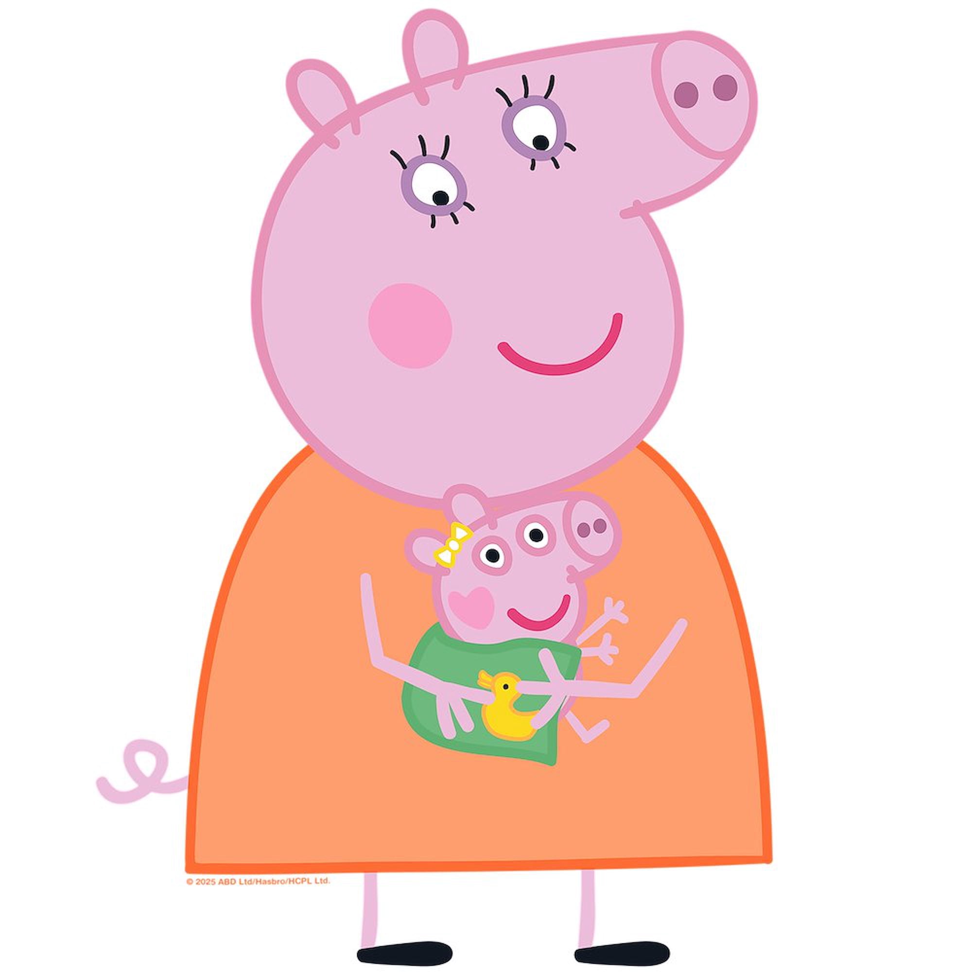 CafePress - Peppa Pig: Holding Baby - 16 Ounce Classic Clear Insulated Double Wall Tumbler Cup with Lid Straw , Reusable