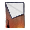 thumbnail image 2 of Teen Room Soft Flannel Fleece Throw Blanket, Boys Playing Basketball at Sunset Horizon Sky Dramatic Scenery, Cozy Plush for Indoor and Outdoor Use, 60" x 80", Dark Coral Black Yellow, by Ambesonne, 2 of 5