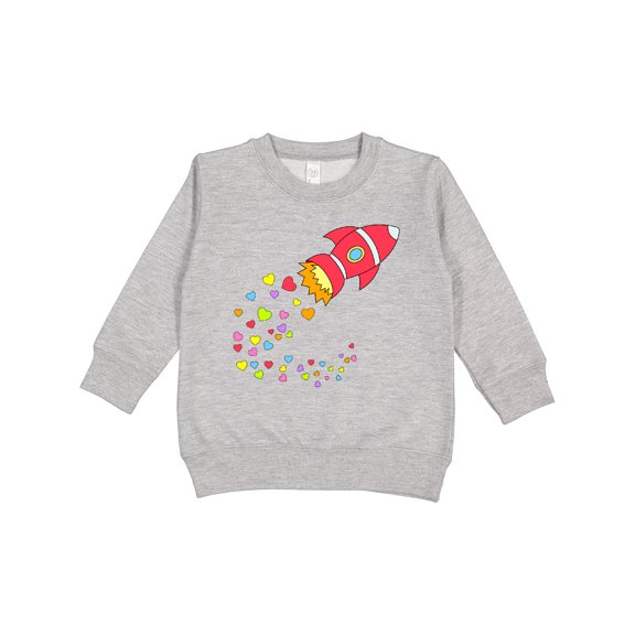 Inktastic Valentine's Day Rocket Ship with Hearts Toddler Sweatshirt