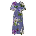 thumbnail image 1 of TSADFHJI Jupes pour Filles 10-12 Ans Robe Décontractée à Col Rond Imprimé Floral Manches Courtes Ample Boho Été Plage S Bleu, 1 of 4