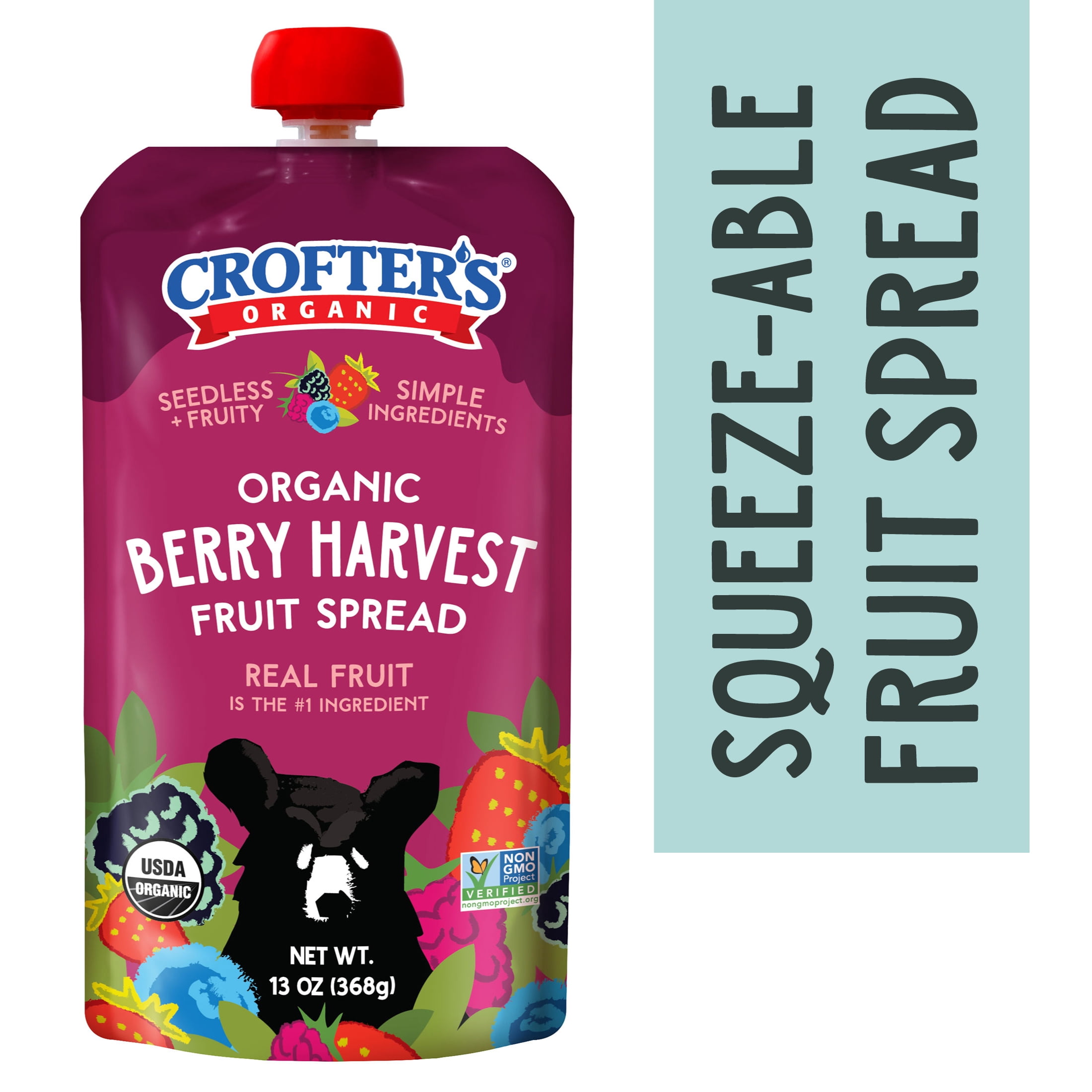 (3 pack) Crofter's Organic Berry Harvest Fruit Spread Squeeze, 13 oz
