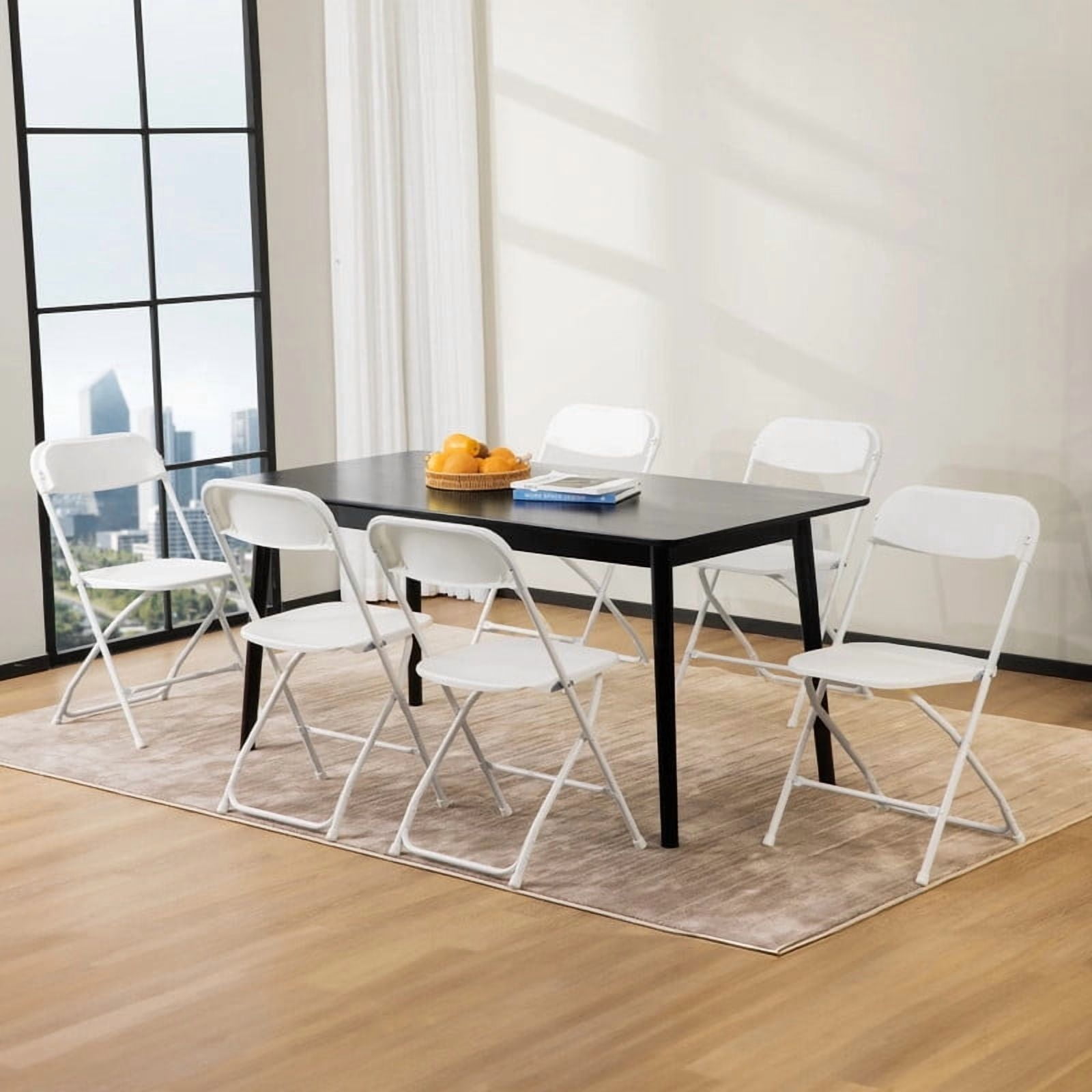 Kelno 6 Pack Plastic Folding Chair Lightweight Portable Chair, White