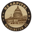 thumbnail image 2 of US Capitol Wood Engraved Round Fridge Magnet Souvenir Gift, 2 of 4