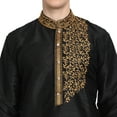 thumbnail image 5 of SKAVIJ Men's Tunic Art Silk Long Shirt Embroidered Casual Kurta (Medium, Black), 5 of 6
