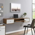 thumbnail image 3 of Modway Transmit 60" Wall Mount Particleboard Wood Office Desk in Walnut/White, 3 of 10