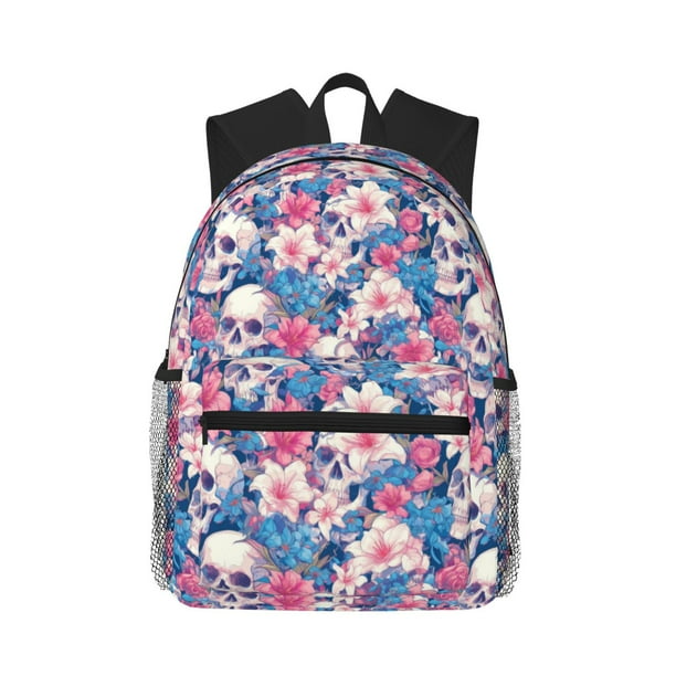 Disketp Skull Mochila Ligera Clásica con Múltiples Bolsillos, Mochila Casual para Hombre y Mujer, Ideal para Escuela, Trabajo y Viajes
