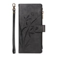 thumbnail image 2 of For Apple iPhone 17e Orchid Pattern Wallet Case, 9 Card Slots Zipper Pocket, Detachable Wrist & Shoulder Strap, Magnetic Shockproof Protective Phone Case,Black,For iPhone 17e, 2 of 9