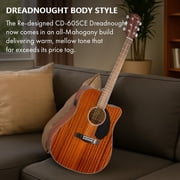 Fender CD-60SCE Solid Top Dreadnought Acoustic-Electric Guitar - All Mahogany w/ Gig Bag