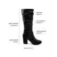 thumbnail image 2 of BLISSFUL STEP Women's Slouch Buckles Biker Boots Chunky Heels Knee High Boot Black 10, 2 of 8