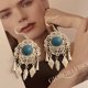 thumbnail image 2 of LByzHan-pendientes de gota geométricos de plata tibetana Vintage bohemia para mujer, aretes colgantes con borlas de piedra azul étnica, joyería, 2 of 2