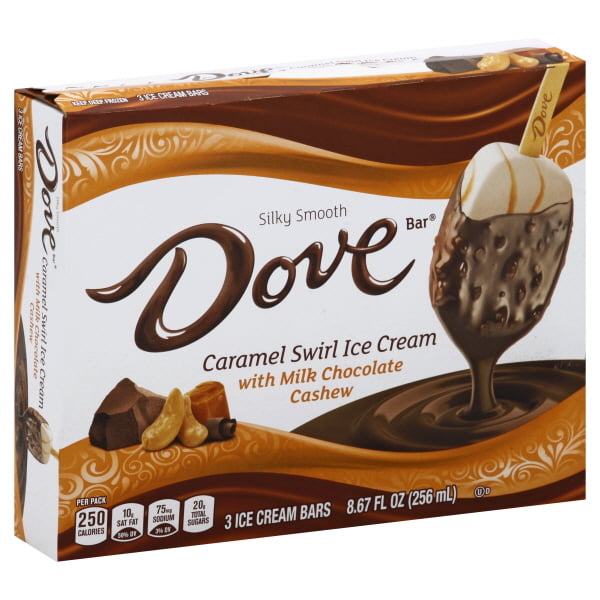 Dove, Caramel Swirl Cashew Ice Cream Bars With Milk Chocolate, 3 Ct ...