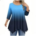 thumbnail image 2 of FDGIU Women's Plus Size Loose Fit Tunic - Long Sleeve Round Neck Curve Hem Solid Casual T-Shirt Tops, 2 of 5