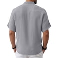 thumbnail image 3 of CCRFTGI Mens Shirts Henley Summer Casual Button Collar Tops Short Sleeve Breathable Beach Boho Mens T-Shirts Gray 5XL, 3 of 6