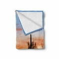 thumbnail image 2 of Western Soft Flannel Fleece Blanket, Sunny Desert Cactus Silhouettes Picture Wild West Nature Sunset Photography, Cozy Plush for Indoor and Outdoor Use, 50" x 60", Orange and Black, by Ambesonne, 2 of 6