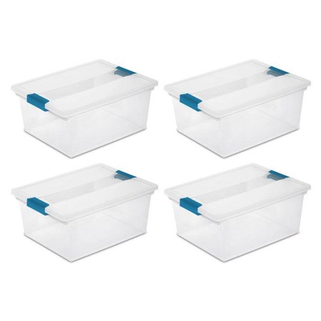 Sterilite Clear Plastic Storage Container Tote With Latching Lid 4 Pack Canada Sterilite Clear Plastic Storage, Long Clear Storage Bins