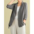 thumbnail image 2 of GHSDFBB Blazer en Coton et Lin pour Femmes, Manches Longues, Décontracté, 2 of 4