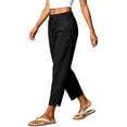 thumbnail image 5 of Oksale Womens Petite Linen Pants with Pockets Casual Drawstring Elastic Waisted Ankle Pants Lightweight Loose Straight Leg Cotton Pants Vacation Outfits Black M, 5 of 9