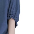thumbnail image 7 of XPMWRP Ruffle Sleeve Tops for Women Plus Size Elbow Length Summer Tops Crew Neck Casual Loose Fit Plain T Shirts Basic Tees Blue XXXL, 7 of 7