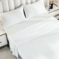 thumbnail image 4 of PURE ERA Bright White Jersey Knit Sheets Set King Size 20" Deep Pocket Ultra Soft 100% Cotton Bedding, 4 of 9