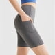 thumbnail image 5 of Pantalones cortos de yoga con bolsillos y rayas de color liso para mujer, cintura alta, realce de cadera, compresión abdominal y moldeador corporal, de poliéster., 5 of 5