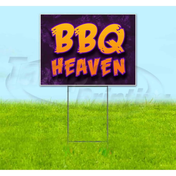 BBQ Heaven (18" x 24") Yard Sign, Includes Metal Step Stake
