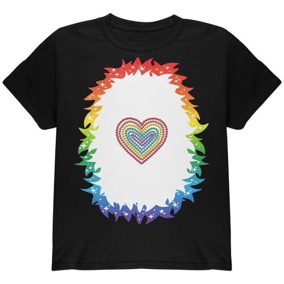 Halloween Rainbow Heart Unicorn Costume Pony Youth T Shirt Black YMD