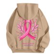 thumbnail image 6 of Oversized Sweatshirt for Women Pink Ribbon Print Cancer Awareness Hoodie Long Sleeve Fall Winter Pullover Tops (Khaki, S), 6 of 6