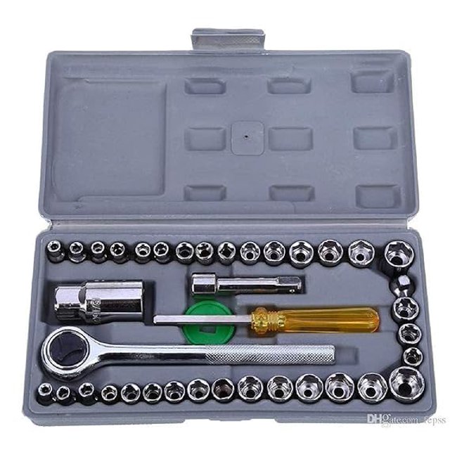 Ensemble d'Outils 40 en 1 Pcs et Douille de Tournevis / Ensemble de Boîte à Outils Automobile avec Douilles et Clés / Quincaillerie de Costume de Manchon Outils de Réparation Auto Auto Douille Clé / Ensemble Polyvalent de Tournevis