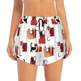 thumbnail image 2 of Xecao's Cute Cat And Christmas Gift for a double-layer running short for women, perfect for gym, tennis, and more, featuring a convenient pocket., 2 of 9