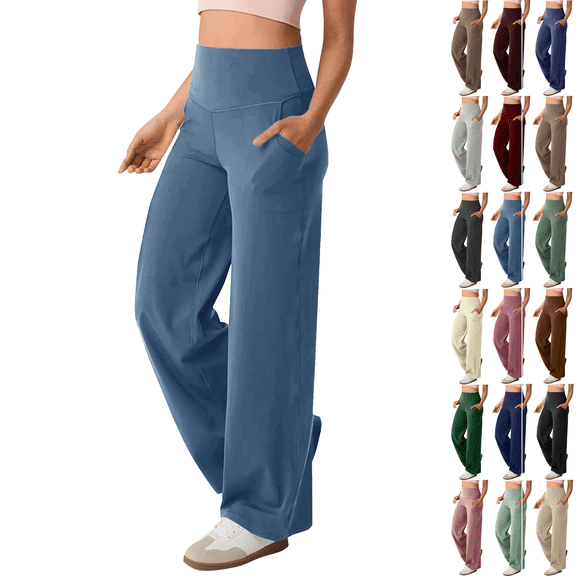 Workout Pants Women High Waist Stretch Straight Leg Yoga Pant Running Gym Fitness Compression Comfort Womens Activewear