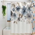 thumbnail image 3 of Blue Brown Spring Floral Shower Curtain Set, Waterproof Shower Curtains for Bathroom, Watercolor Summer Botanical Washable Fabric Cloth Bath Curtain for Bathtub Decoration with Hooks 66x72 Inches, 3 of 9